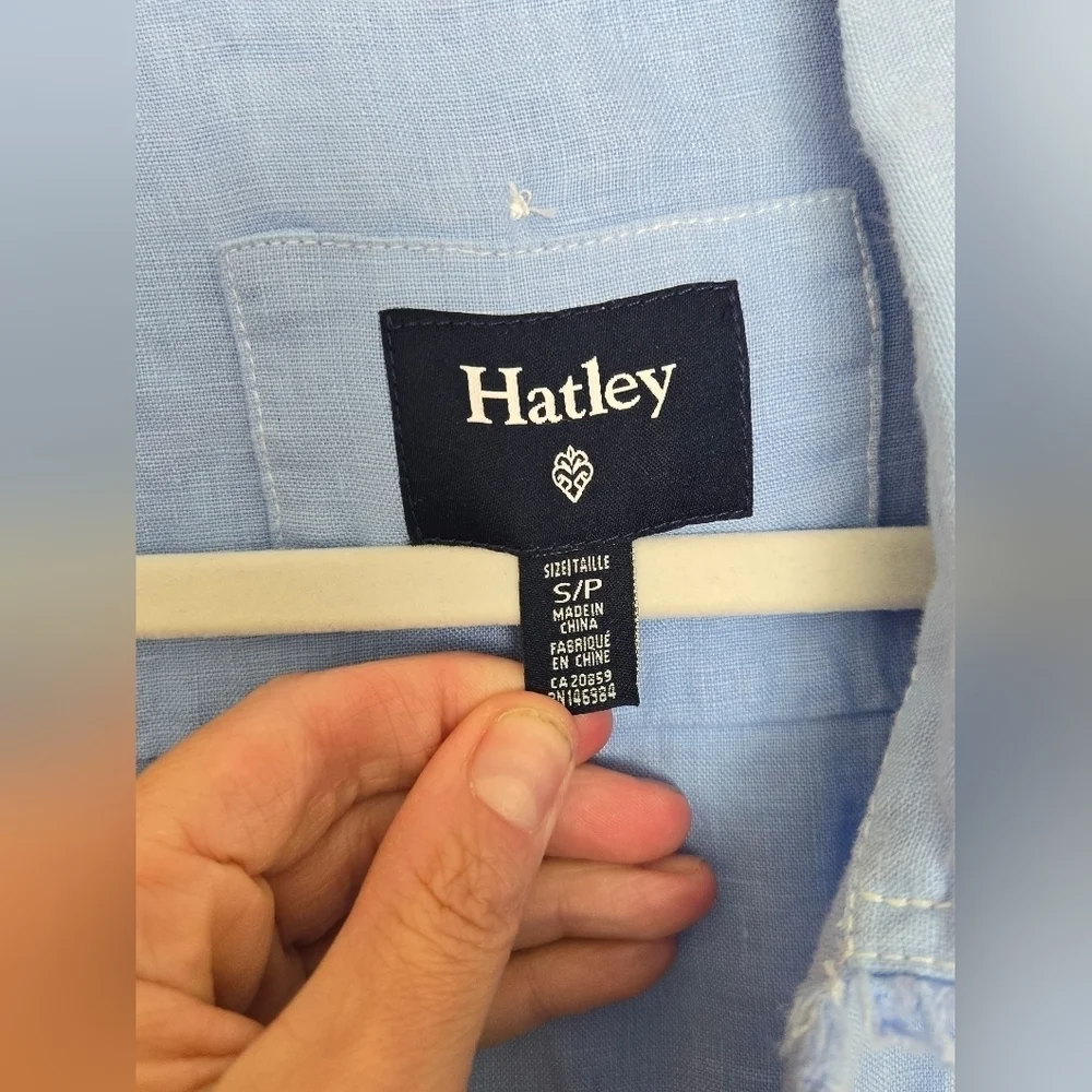 Hatley Women's Blue and White Ambre Linen Jacket Button Front | Small NWT